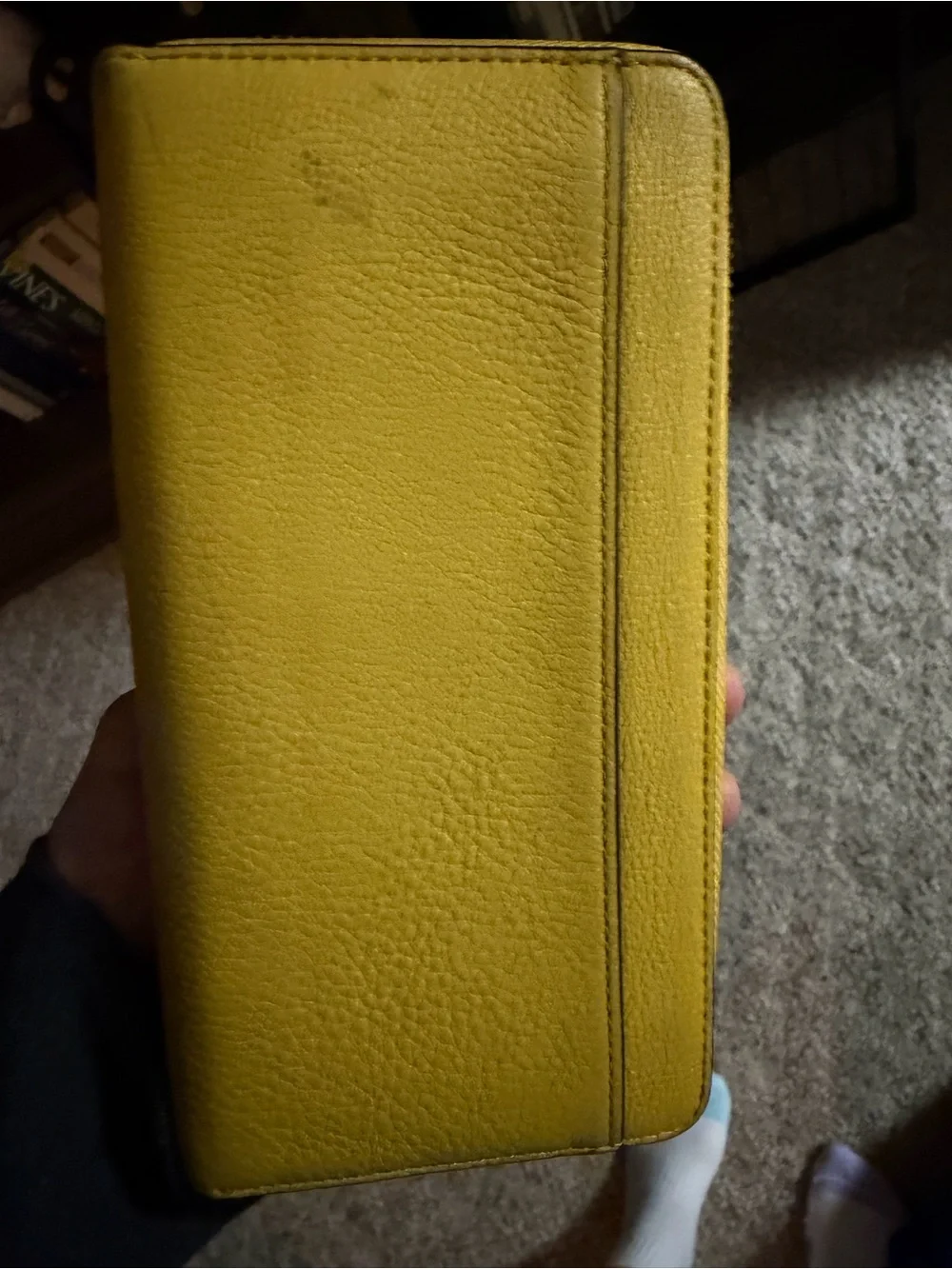 kate spade pebbled yellow zip-around wallet